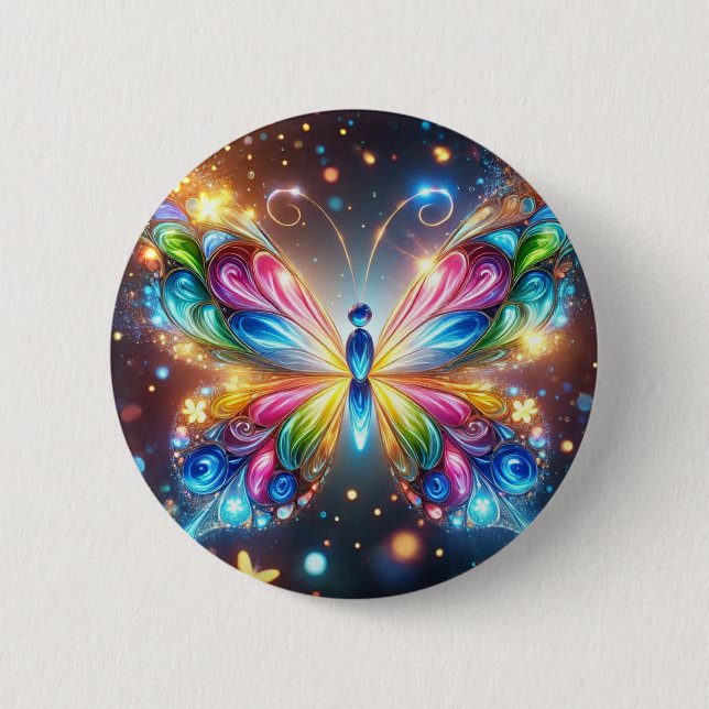 Glowing Butterfly 6 Cm Round Badge (Front)