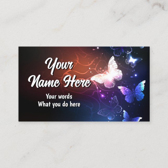 Glowing butterfly in the dark business card (Front)