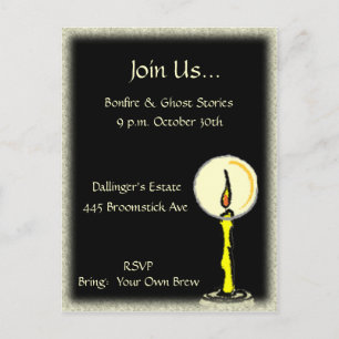 Glowing Candle Invitation Postcard