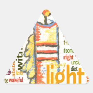 Glowing Candle Light Word Cloud Design Triangle Sticker
