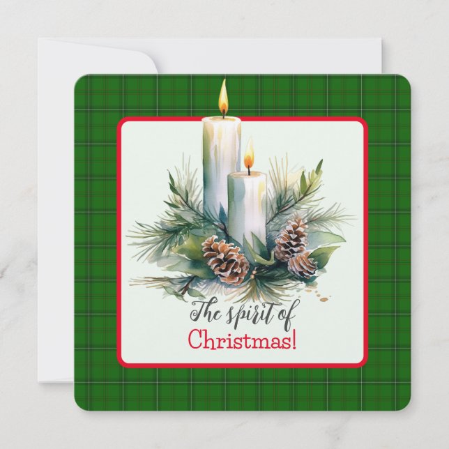 Glowing Candles Nestled In Pine Cones Card (Front)