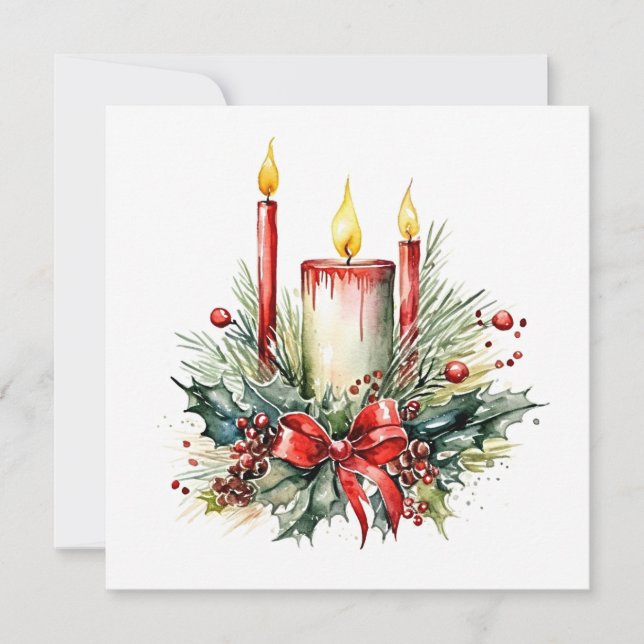 "Glowing Candles & Silent Night: Serene Christmas  Card (Front)