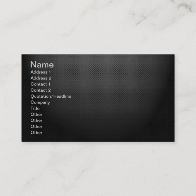 GLOWING CARBON BLACK GRAY DOTS DARK PATTERN BUSINESS CARD (Front)