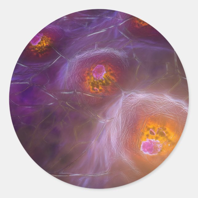 Glowing Cellular Network Abstract Art Classic Round Sticker (Front)