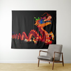 Glowing Chinese Parade Dragon Tapestry