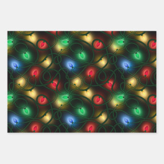 Glowing Christmas Lights Wrapping Paper Sheet