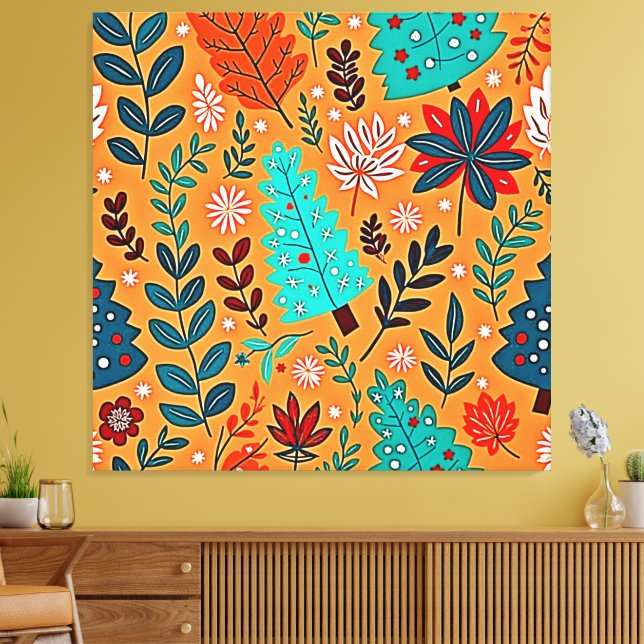 Glowing Christmas Pattern Design Canvas Print (Insitu(LivingRoom))