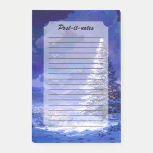 Glowing Christmas Tree Snowy Mountain Landscape Post-it Notes
