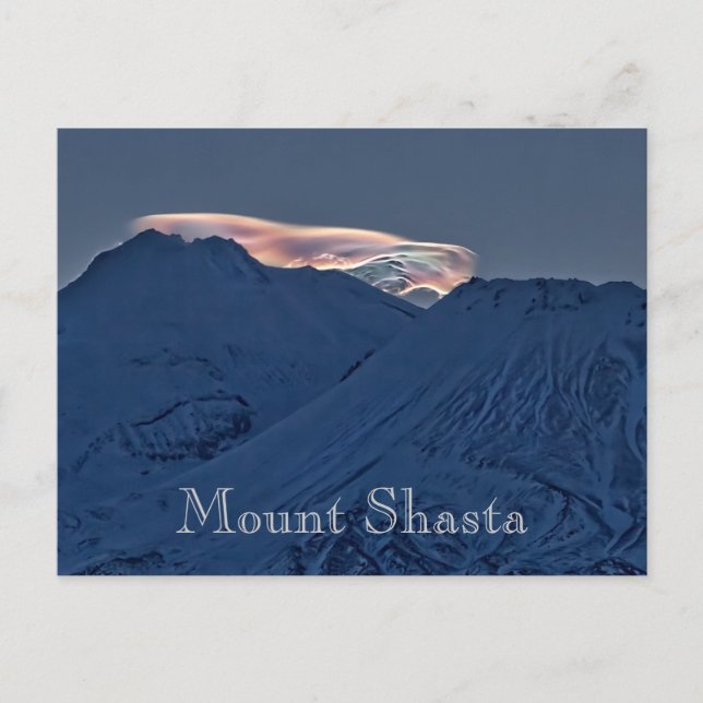 GLOWING CLOUD ABOVE MOUNT SHASTA POSTCARD (Front)