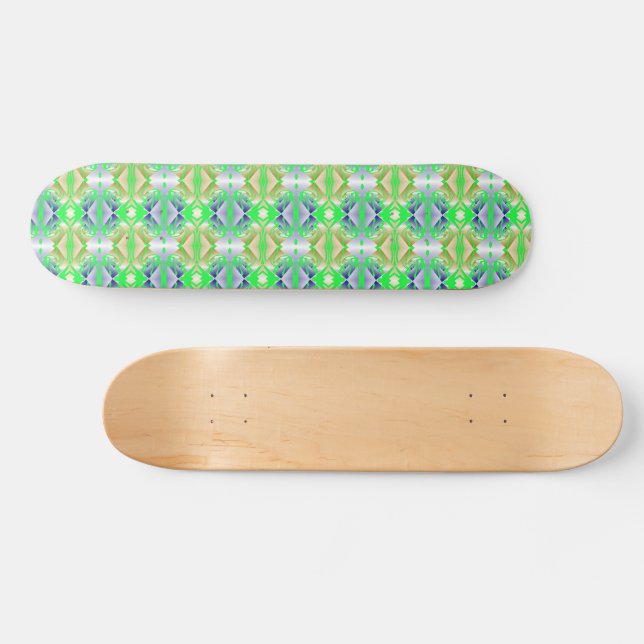 Glowing colourful diamond shapes skateboard (Horz)