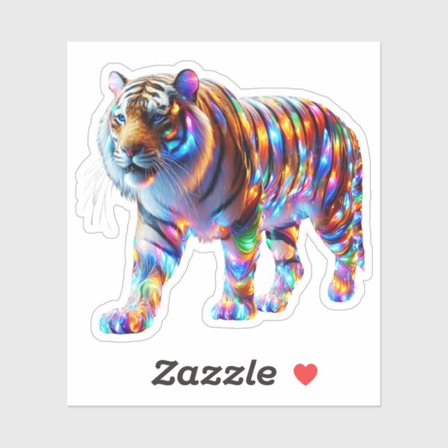 Glowing Colourful Tiger – Vibrant Glassy Art (Sheet)