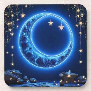 Glowing crescent moon coaster
