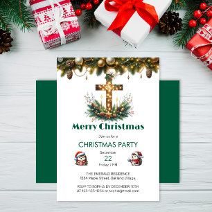 Glowing Cross Christian Christmas Invitation