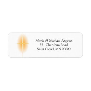 Glowing Cross Christian Church Wedding Labels