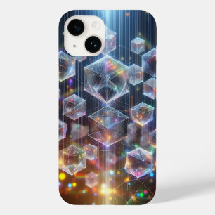 Glowing Cyber Geometric Cubes Phone Case Futuristi