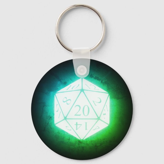 Glowing d20 Greenleaf Key Ring (Front)