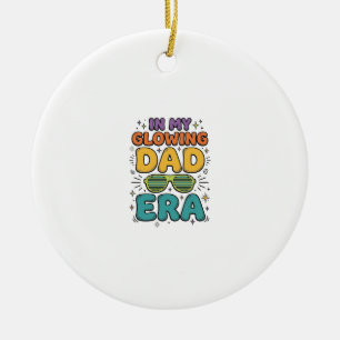 Glowing Dad Era Retro Sunglasses Dad Shirt Design_ Ceramic Tree Decoration