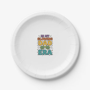 Glowing Dad Era Retro Sunglasses Dad Shirt Design_ Paper Plate