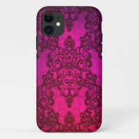 Glowing Deep Pink Damask Pattern