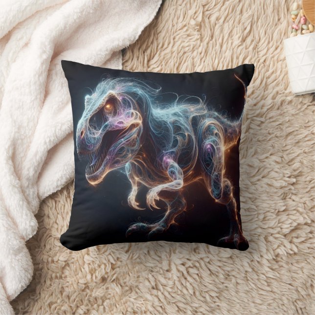 Glowing Dinosaur in a Dark Environment Cushion (Blanket)