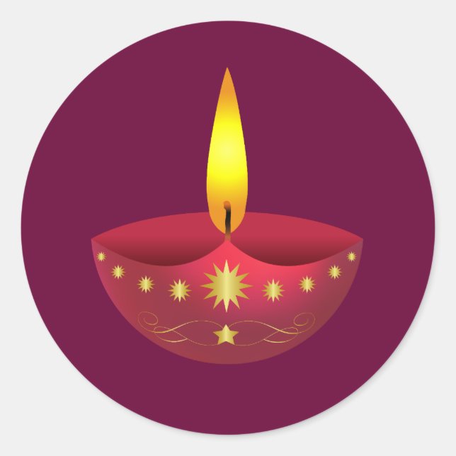 Glowing Diwali Lamp Classic Round Sticker (Front)