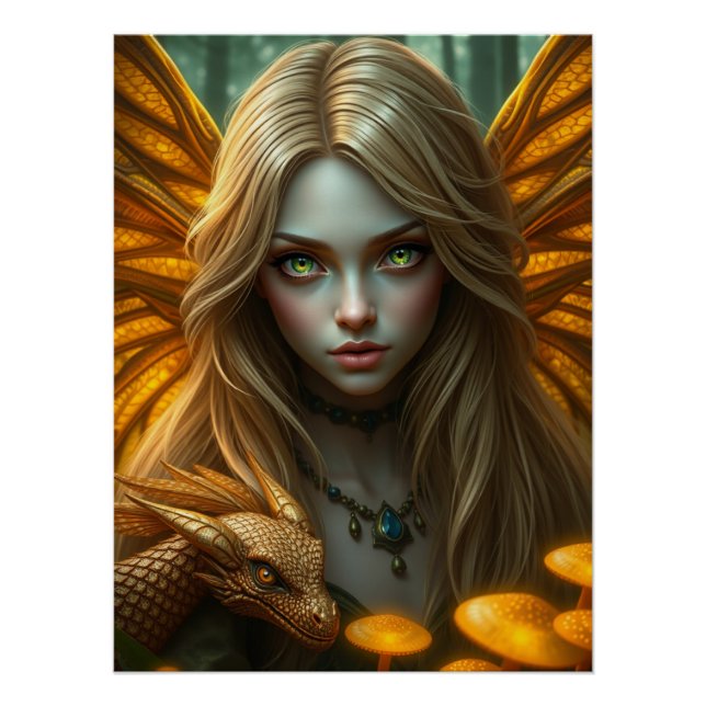 Glowing Dragon Fairy Art  Poster (Front)