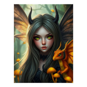 Glowing Dragon Fairy Art Poster