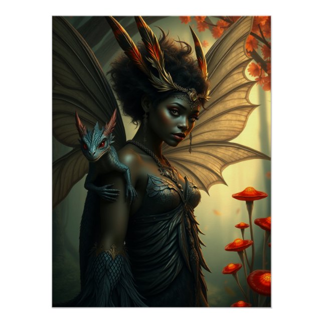 Glowing Dragon Fairy Art  Poster (Front)