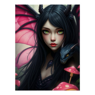 Glowing Dragon Fairy Art Poster
