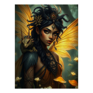 Glowing Dragon Fairy Art Poster
