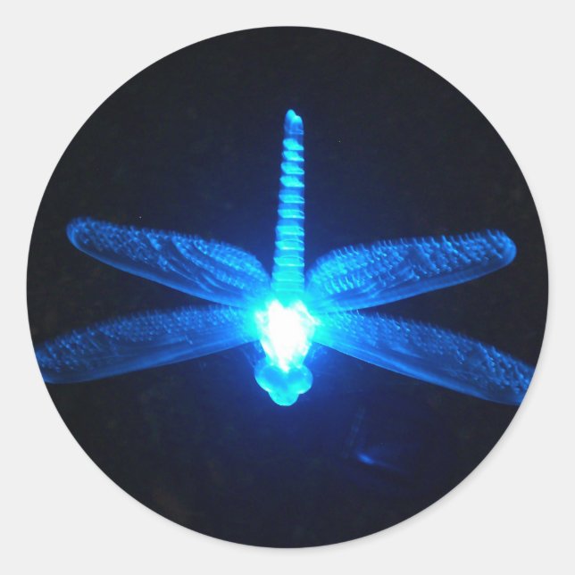 Glowing Dragonfly Classic Round Sticker (Front)