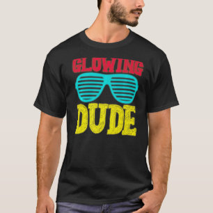 Glowing Dude party 80s vintage retro colourful 3 T-Shirt