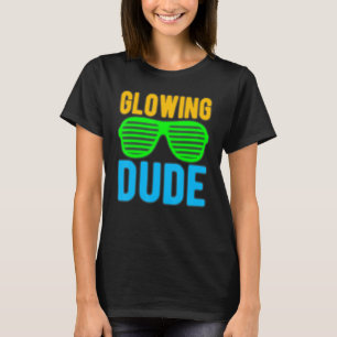 Glowing Dude party 80s vintage retro colourful 3 T-Shirt