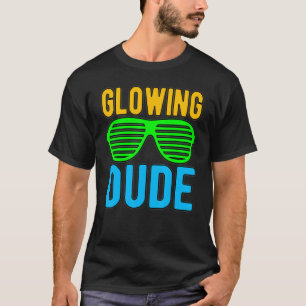Glowing Dude party 80s vintage retro colourful whi T-Shirt