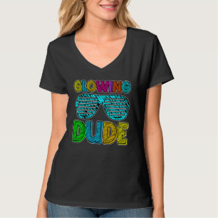 Glowing Dude party 80s vintage retro colourful whi T-Shirt
