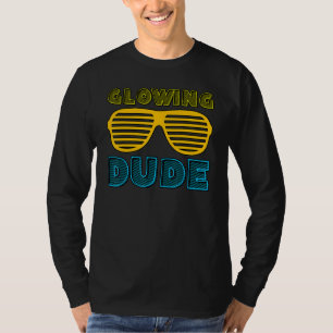 Glowing Dude party 80s vintage retro colourful whi T-Shirt