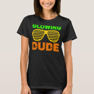 Glowing Dude party 80s vintage retro colourful whi T-Shirt