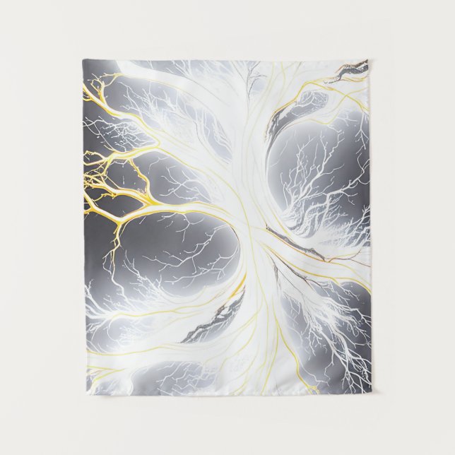Glowing Energy Tree Abstract Tapestry (Front)