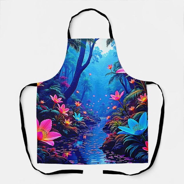 Glowing Ethereal Jungle Oasis Design Apron (Front)