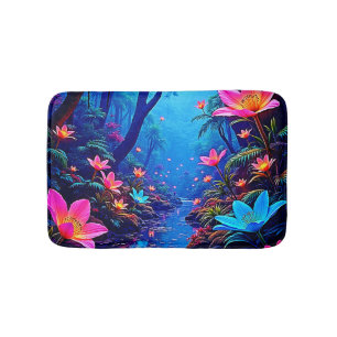 Glowing Ethereal Jungle Oasis Design Bath Mat