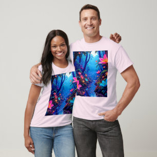 Glowing Ethereal Jungle Oasis Design T-Shirt