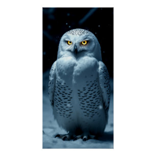 Glowing-Eyed Owl in Snow - Mysterious Alaska Poster