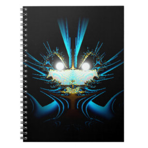 Glowing Eyes Alien Dragon Blue Spiral Notebook