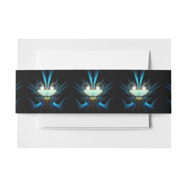 Glowing Eyes Blue Alien Invitation Belly Band (Front Example)