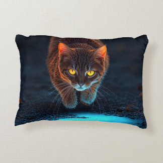 Glowing Eyes Cat Aesthetic Wildlife Ilustration Decorative Cushion