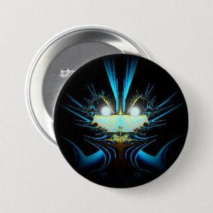 Glowing Eyes Luminous Blue Creature 7.5 Cm Round Badge