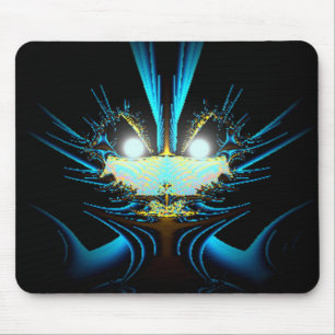Glowing Eyes Luminous Blue Creature Mouse Pad