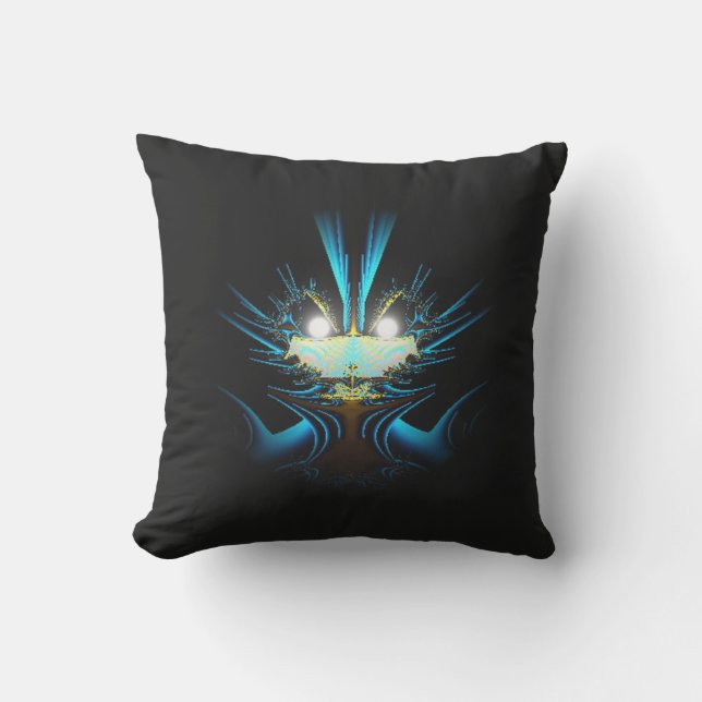 Glowing Eyes Luminous Blue Creature  Outdoor Cushion (Front)