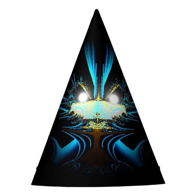 Glowing Eyes Luminous Blue Creature  Party Hat (Front)