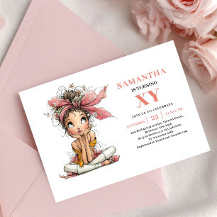 Glowing Fairy Girl Birthday Floral Pink invitation